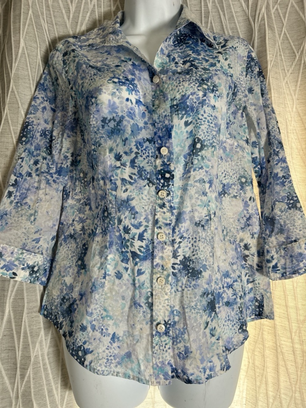 Blue Floral Button-Up Women's Shirt